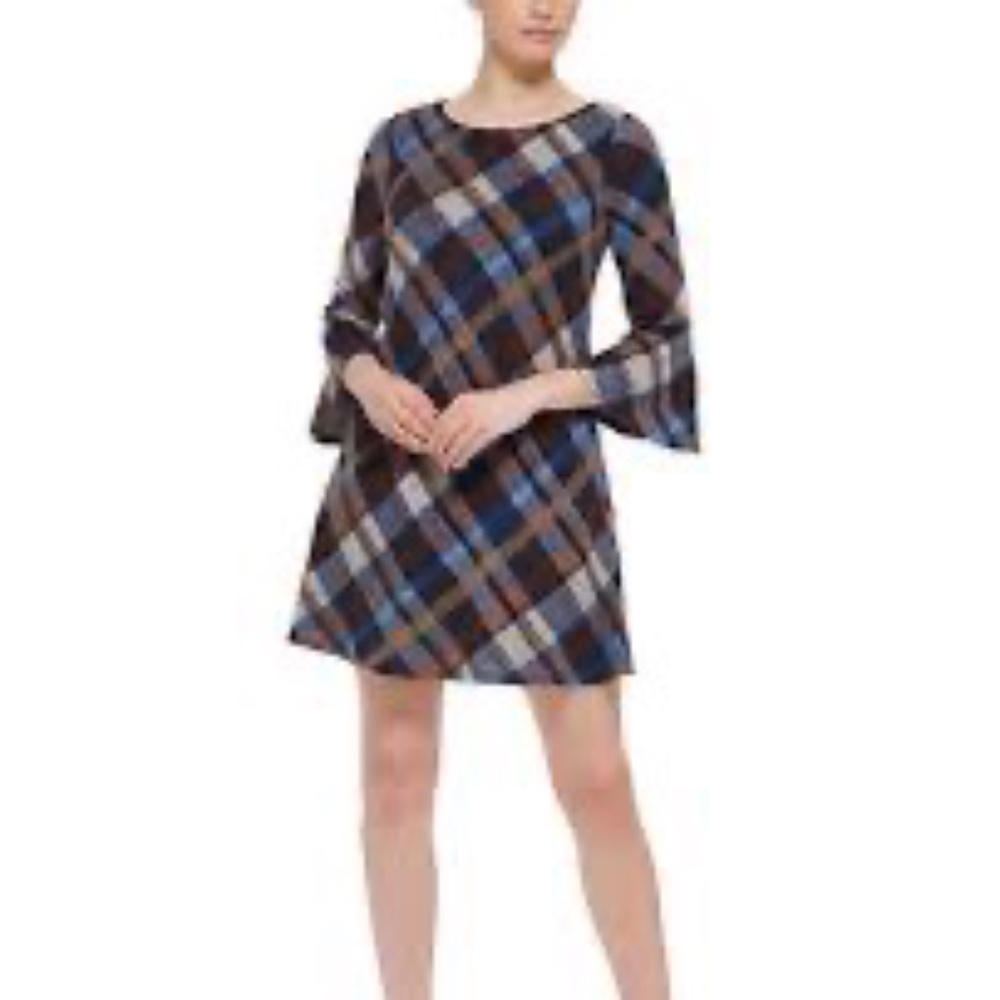 Jessica Howard Plaid Bell-Sleeve A-Line Dress, Small, NWOT - Picture 2 of 8